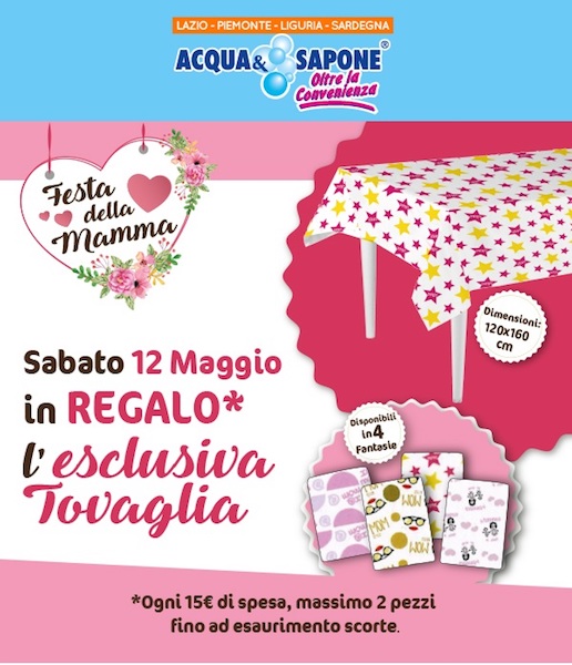 Acqua&Sapone, in regalo la tovaglia per la festa della mamma